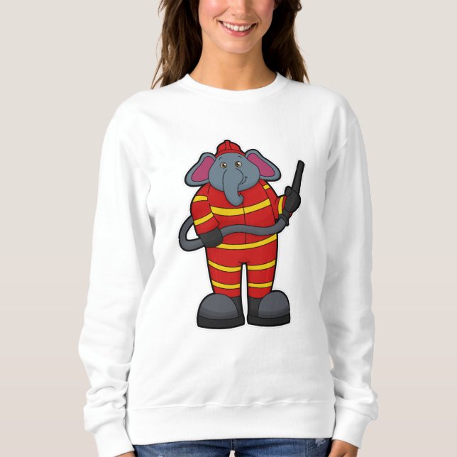 Sudadera Elefante como bombero con manguera (Anverso)