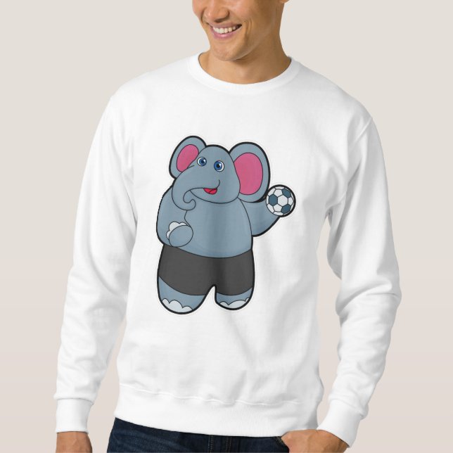 Sudadera Elefante como jugador de balonmano con balonmano (Anverso)