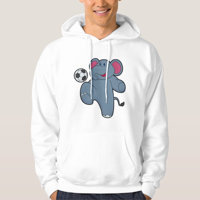 Sudadera Elefante como jugador de fútbol con pelota de fútb (Anverso)