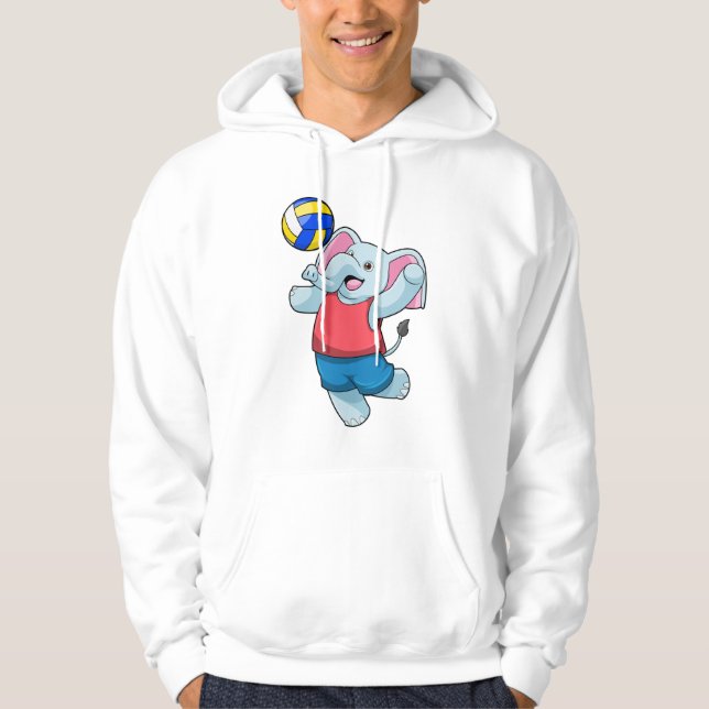 Sudadera Elefante como jugador de voleibol con voleibol (Anverso)