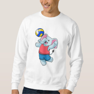 Sudadera Elefante como jugador de voleibol con voleibol