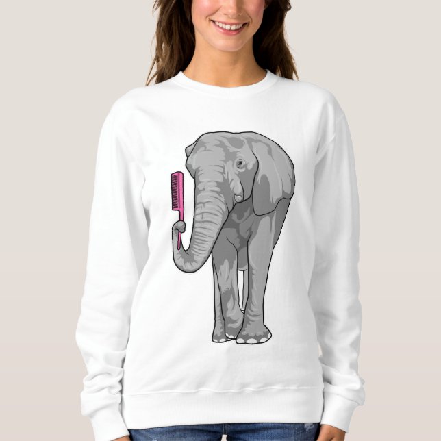 Sudadera Elefante como peluquero con comb (Anverso)