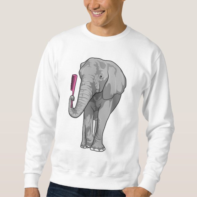 Sudadera Elefante como peluquero con comb (Anverso)