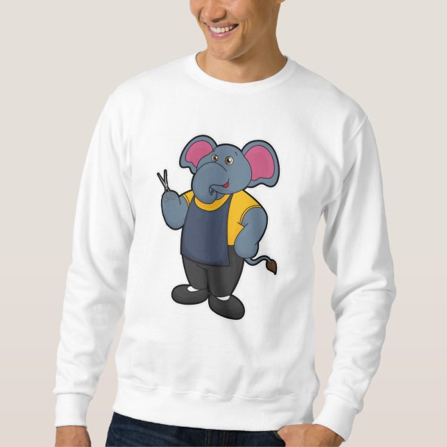 Sudadera Elefante como peluquero con tijeras (Anverso)