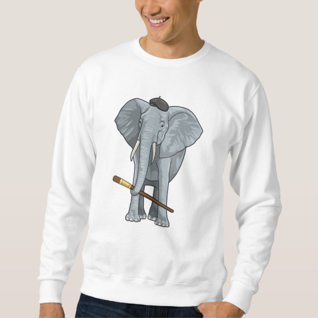 Sudadera Elefante como pintador con pincel de pintura (Anverso)