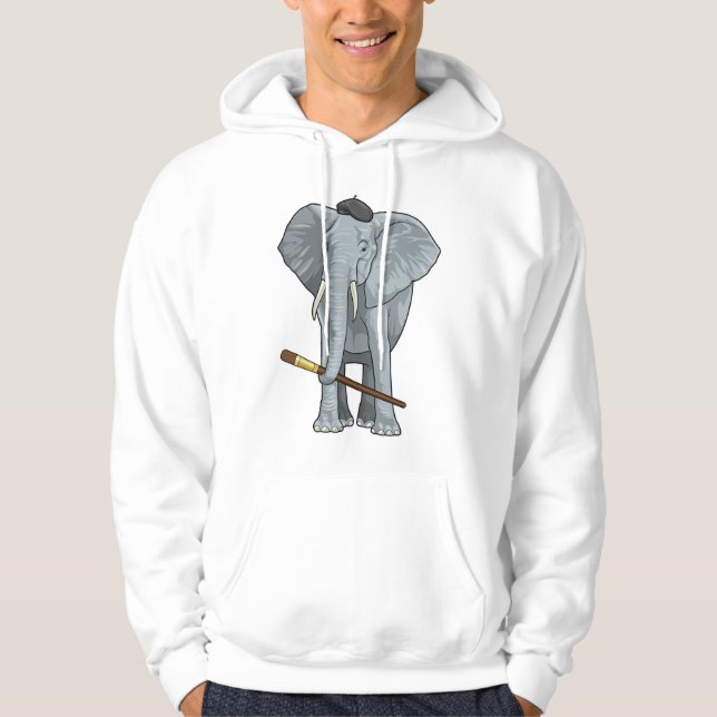 Sudadera Elefante como pintador con pincel de pintura (Anverso)