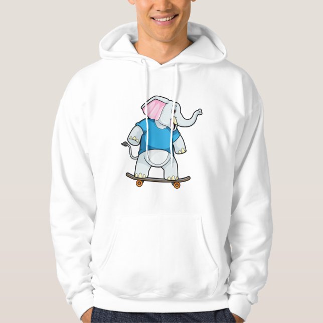 Sudadera Elefante como Skater con Skateboard (Anverso)