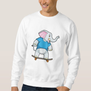 Sudadera Elefante como Skater con Skateboard