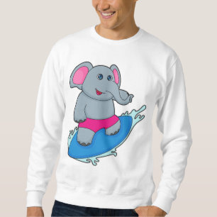 Sudadera Elefante como surfista con tabla de surf