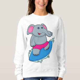 Sudadera Elefante como surfista con tabla de surf