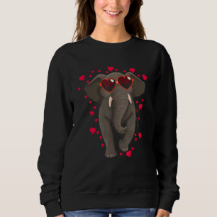 Sudadera Elefante Con Gafas De Sol De Corazón Elefante Cuto