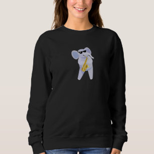 Sudadera Elefante con gafas de sol jugando al saxofón