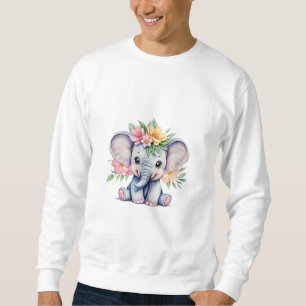 Sudadera Elefante cutáneo acuarela con flores