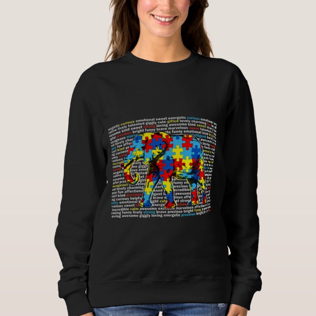 Sudadera Elefante de autismo inspirador, advertencias de au (Anverso)