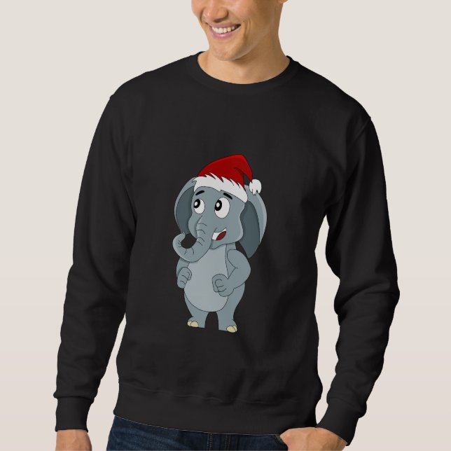 Sudadera elefante de dibujos animados de Navidad (Anverso)