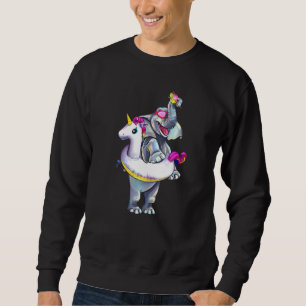Sudadera Elefante de verano Unicornio flotante y piscina de