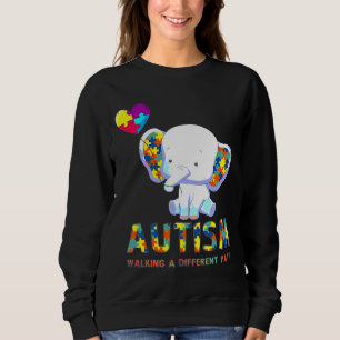 Sudadera Elefante Del Autismo Caminando Por Un Camino Difer