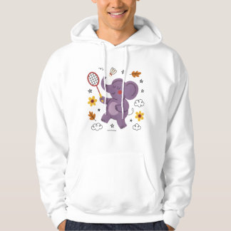 Sudadera Elefante divertido jugando bádminton para animales