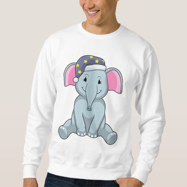 Sudadera Elefante durmiendo con gorra nocturna (Anverso)