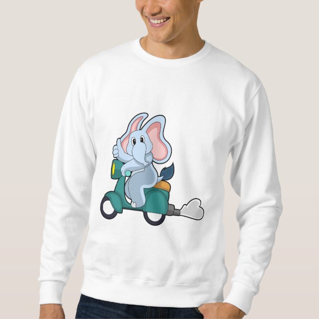 Sudadera Elefante en bicicleta con Scooter (Anverso)