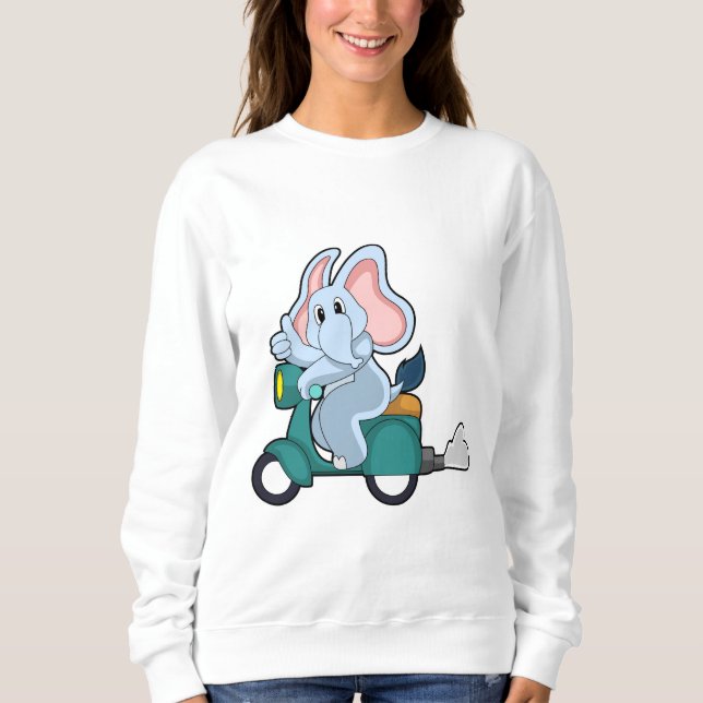 Sudadera Elefante en bicicleta con Scooter (Anverso)