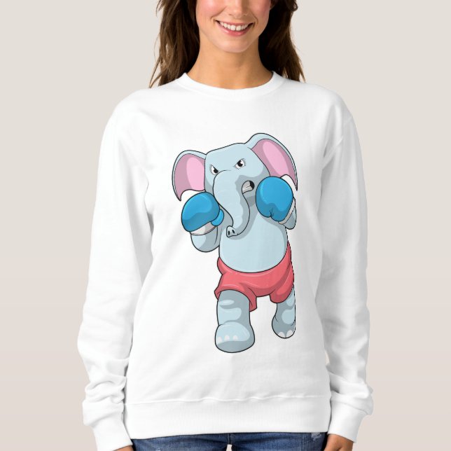 Sudadera Elefante en boxeo con guantes de boxeo (Anverso)