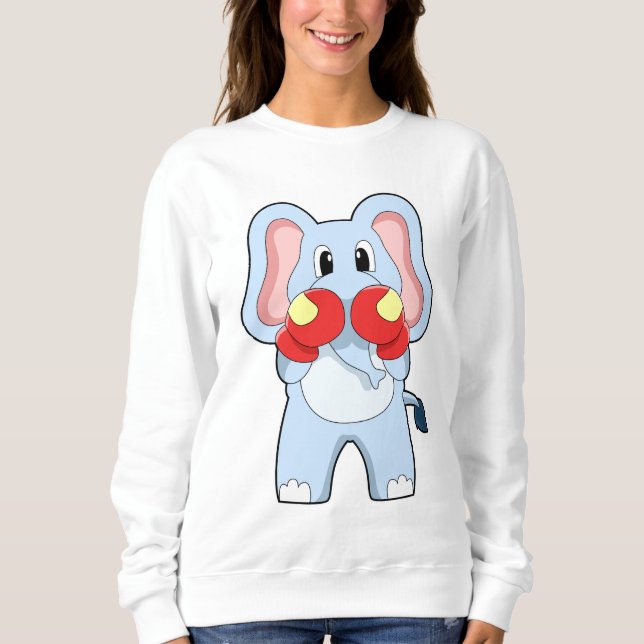 Sudadera Elefante en boxeo con guantes de boxeo (Anverso)