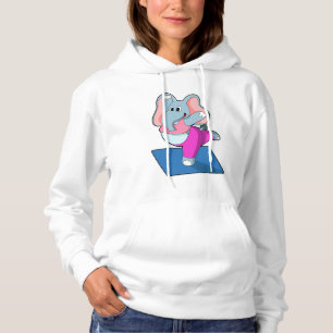 Sudadera Elefante en ejercicios de Stretching de Yoga en pi