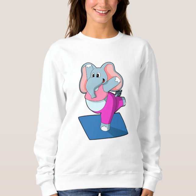 Sudadera Elefante en ejercicios de Stretching de Yoga en pi (Anverso)
