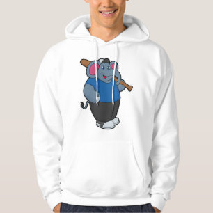 Sudadera Elefante en el béisbol con bate de béisbol
