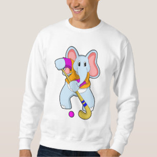Sudadera Elefante en el hockey con bate de hockey