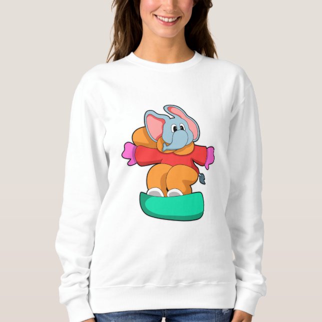 Sudadera Elefante en Snowboard con Snowboard (Anverso)
