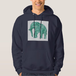 Sudadera Elefante Hoodie Pateada Básica de los Hombres