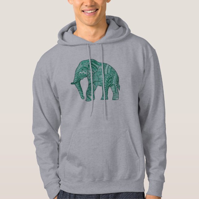 Sudadera Elefante Hoodie Pateada Básica de los Hombres (Anverso)