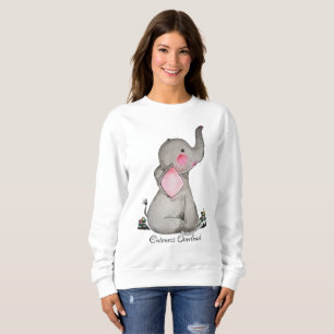 Sudadera Elefante lindo del bebé de la acuarela con Rubor 