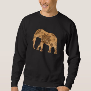 Sudadera Elefante Mandala Patrón Espiritual Sombra de Oro
