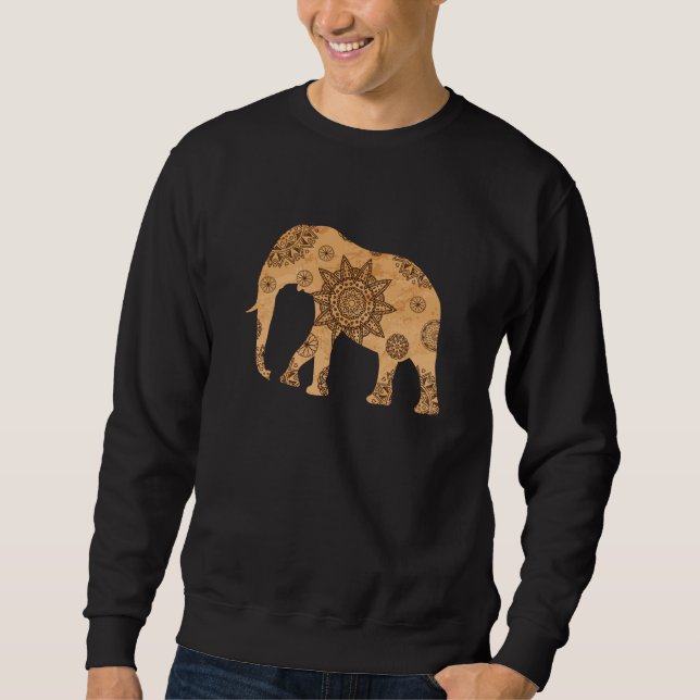 Sudadera Elefante Mandala Patrón Espiritual Sombra de Oro (Anverso)