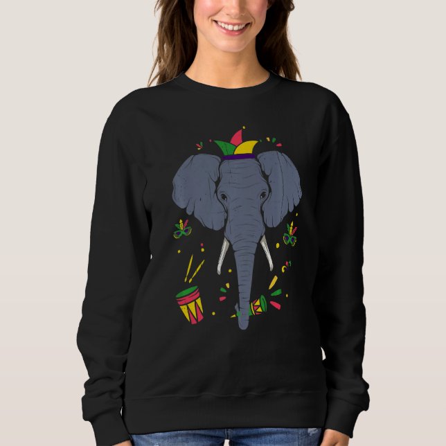 Sudadera Elefante Mardi Gras Máscara Carnaval Nola Hombres  (Anverso)