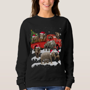 Sudadera Elefante Montando Camión Rojo Feliz Navidad X-mas 