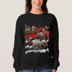 Sudadera Elefante Montando Camión Rojo Feliz Navidad X-mas 