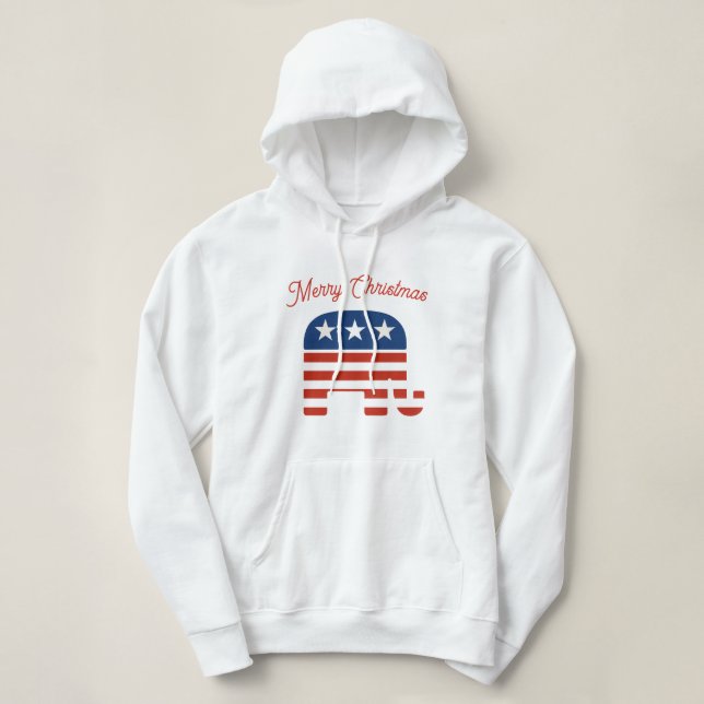 Sudadera Elefante Rojo Blanco Azul Con Estrellas Blancas Re (Diseño del anverso)