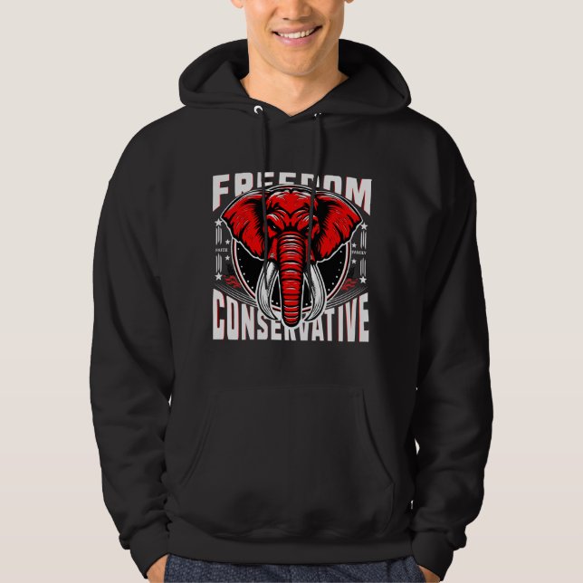 Sudadera Elefante Rojo | Conservador de la libertad de fami (Anverso)