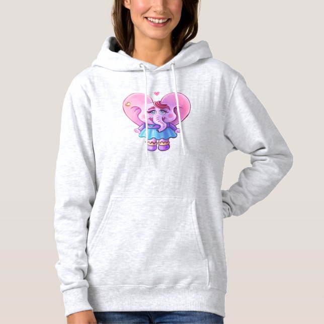 Sudadera Elefante Rosa Kawaii Enamorado (Anverso)