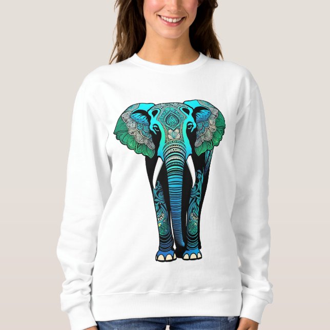 Sudadera Elefante Tribal Colorido - Vida silvestre artístic (Anverso)
