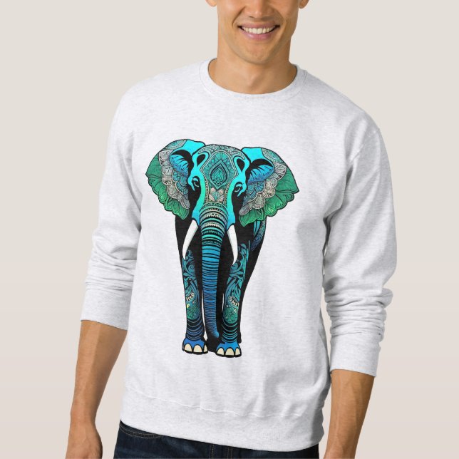 Sudadera Elefante Tribal Colorido - Vida silvestre artístic (Anverso)