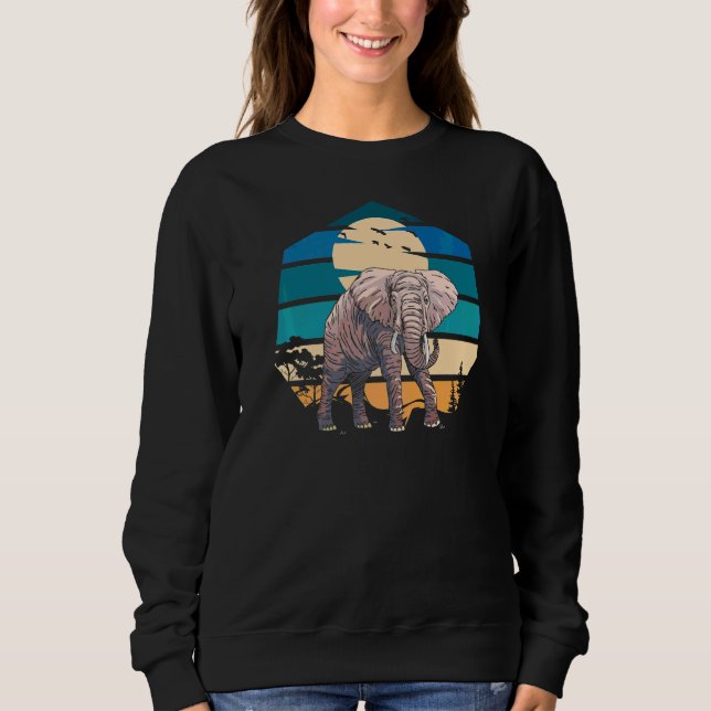 Sudadera Elefante Vintage Sunset Africa India Wilderwie (Anverso)