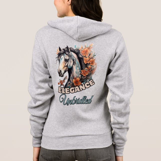 Sudadera Elegancia femenina: caballo con collar floral (Reverso)
