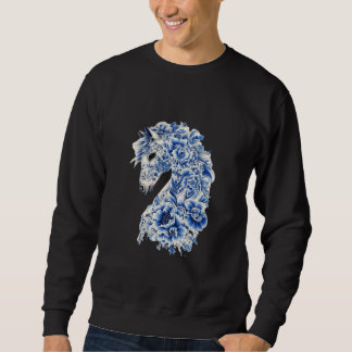 Sudadera Elegant Blue & White Floral Porcelain HorseT-Shirt