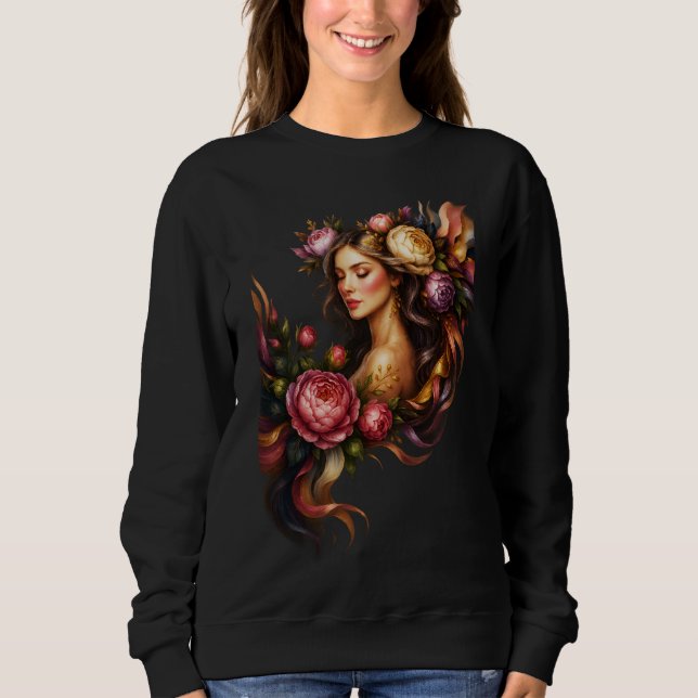 Sudadera Elegant Floral Goddess Artwork (Anverso)