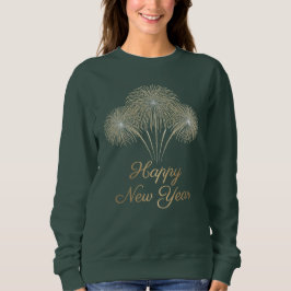 Sudadera Elegant Gold Glitter Fireworks Happy New Year 